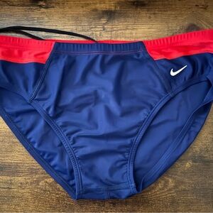 Nike Men's Navy and Red Swim Trunks
